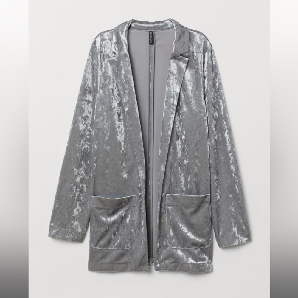 Silver Velvet Blazer Velour Jacket